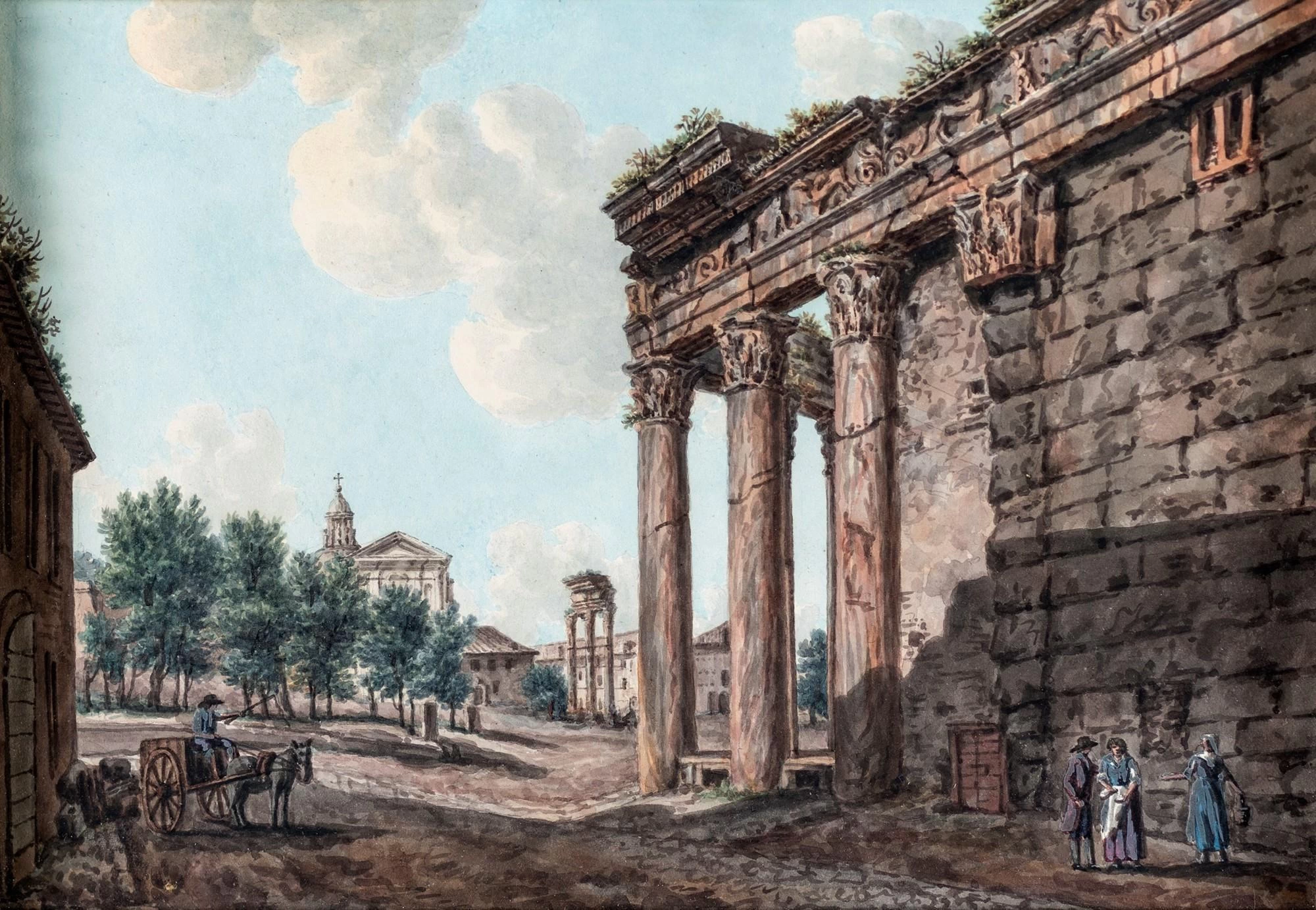 Vista del Foro con i resti del Tempio di Antonino e Faustina